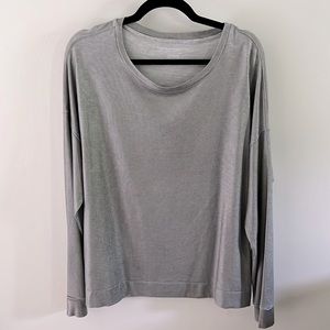 Majestic Filatures Soft Touch Metallic Knit Top in Silver Gray